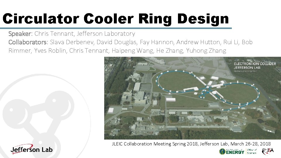 Circulator Cooler Ring Design Speaker: Chris Tennant, Jefferson Laboratory Collaborators: Slava Derbenev, David Douglas,