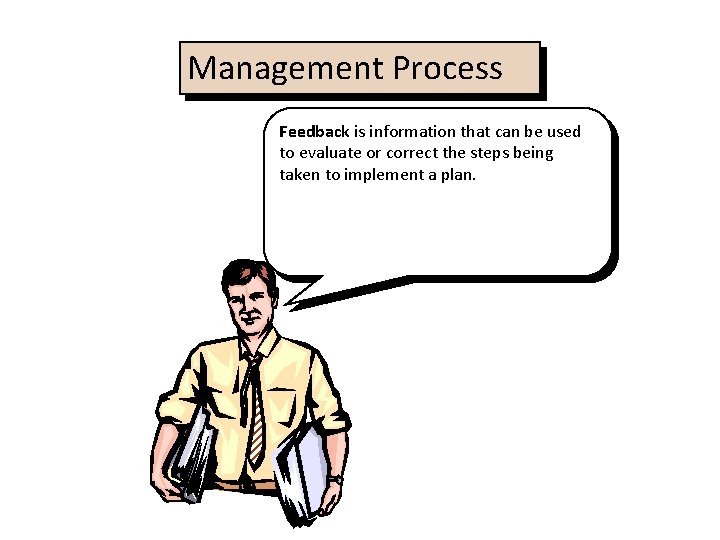 Management Process Feedback is information that can be used to evaluate or correct the