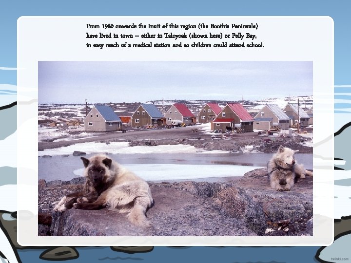 From 1960 onwards the Inuit of this region (the Boothia Peninsula) have lived in