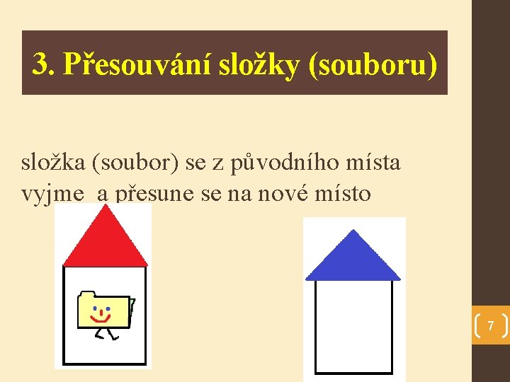 3. Přesouvání složky (souboru) složka (soubor) se z původního místa vyjme a přesune se