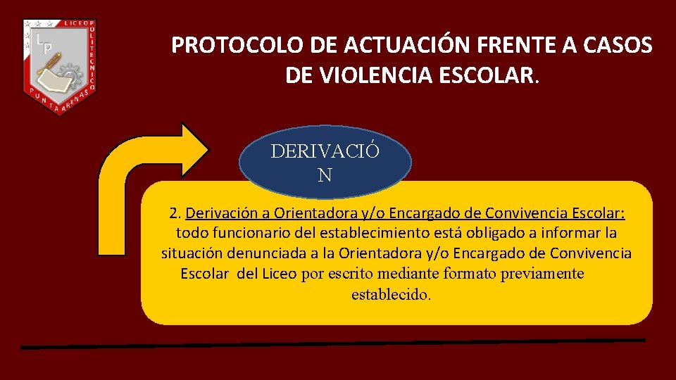 PROTOCOLO DE ACTUACIÓN FRENTE A CASOS DE VIOLENCIA ESCOLAR. DERIVACIÓ N 2. Derivación a