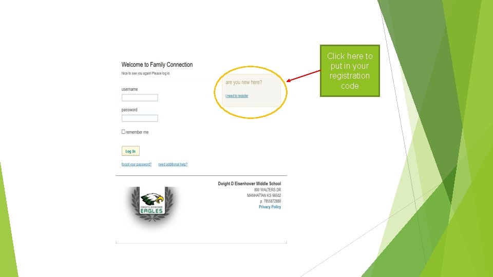 Click here to put in your registration code 