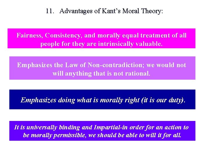 11. Advantages of Kant’s Moral Theory: Fairness, Consistency, and morally equal treatment of all