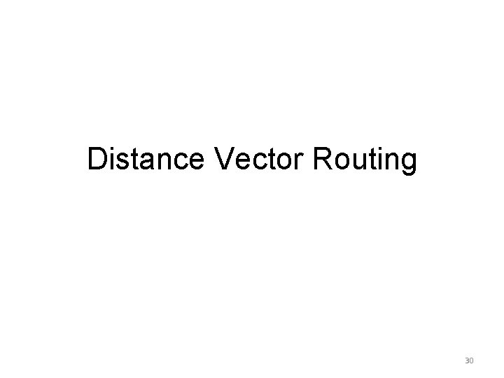 Distance Vector Routing 30 