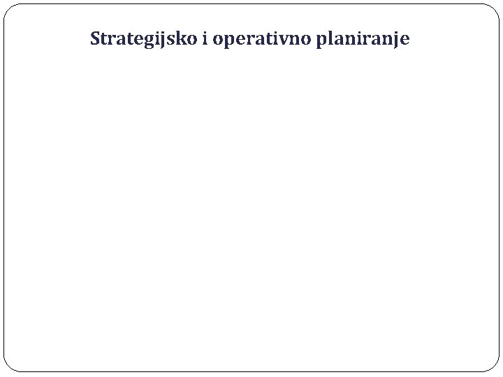 Strategijsko i operativno planiranje 