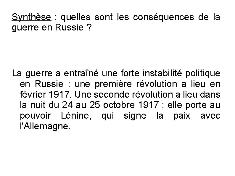 Synthèse : quelles sont les conséquences de la guerre en Russie ? La guerre