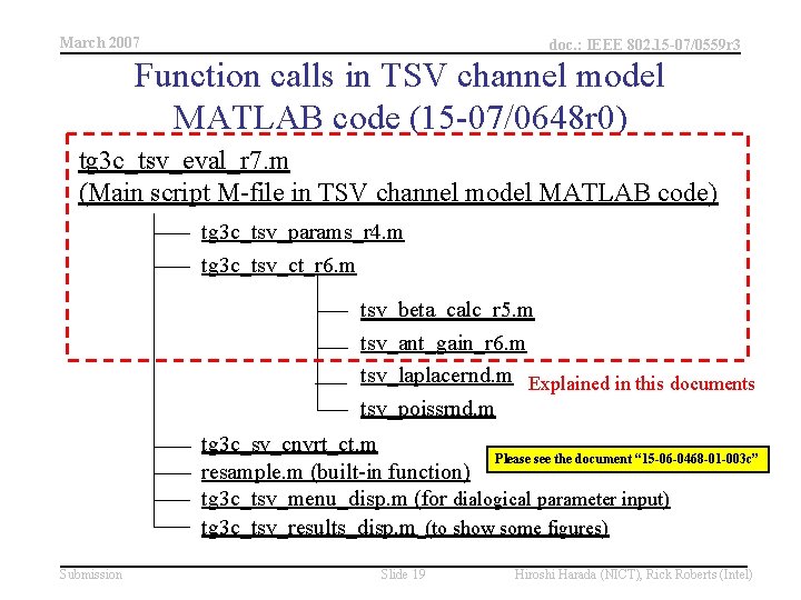 March 2007 doc. : IEEE 802. 15 -07/0559 r 3 Function calls in TSV