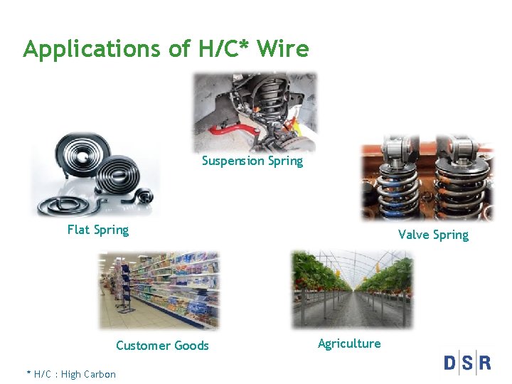 Applications of H/C* Wire Suspension Spring Flat Spring Customer Goods * H/C : High