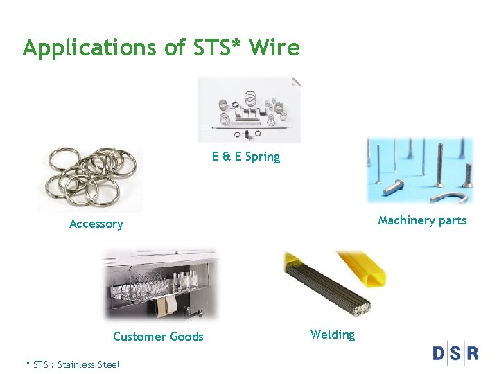 Applications of STS* Wire E & E Spring Machinery parts Accessory Customer Goods *