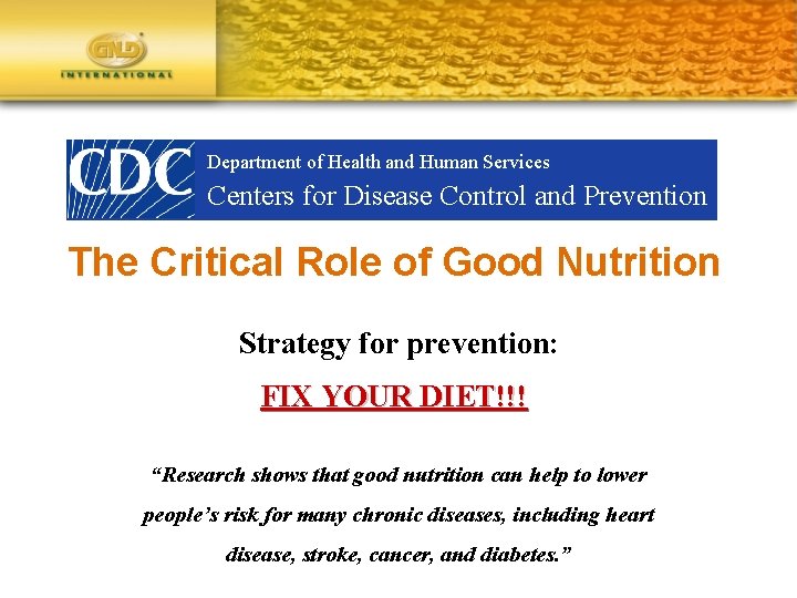 Department of Health and Human Services Centers for Disease Control and Prevention The Critical