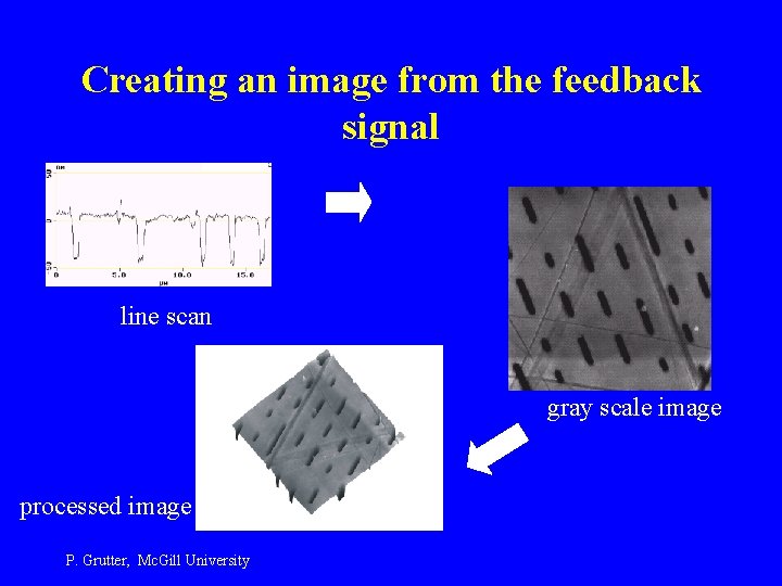 Creating an image from the feedback signal line scan gray scale image processed image