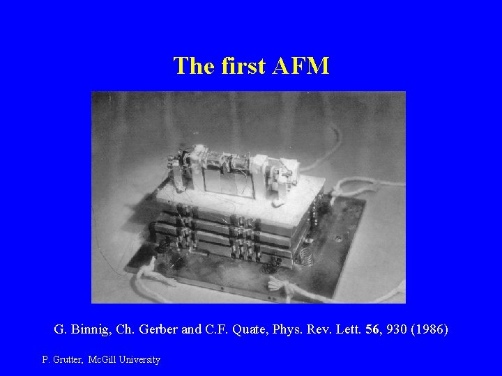 The first AFM G. Binnig, Ch. Gerber and C. F. Quate, Phys. Rev. Lett.