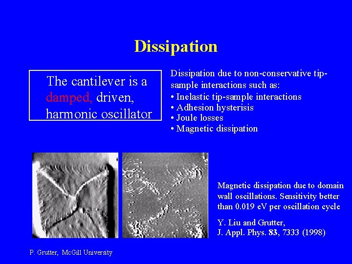 Dissipation The cantilever is a damped, driven, harmonic oscillator Dissipation due to non-conservative tipsample