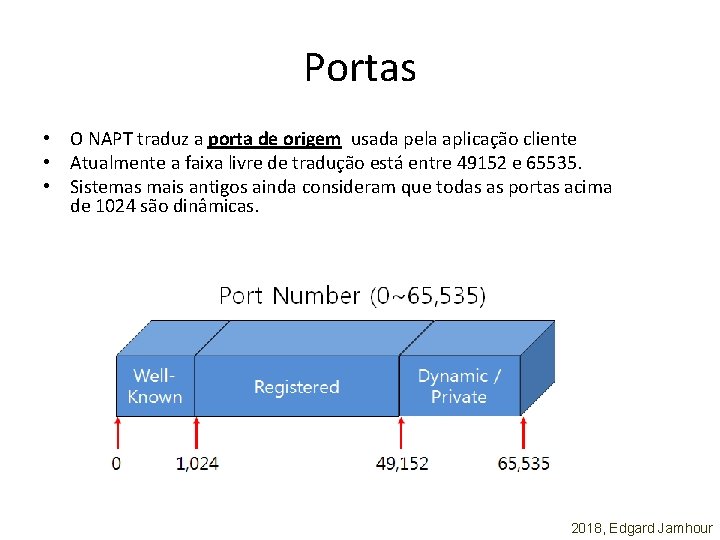 Portas • O NAPT traduz a porta de origem usada pela aplicação cliente •