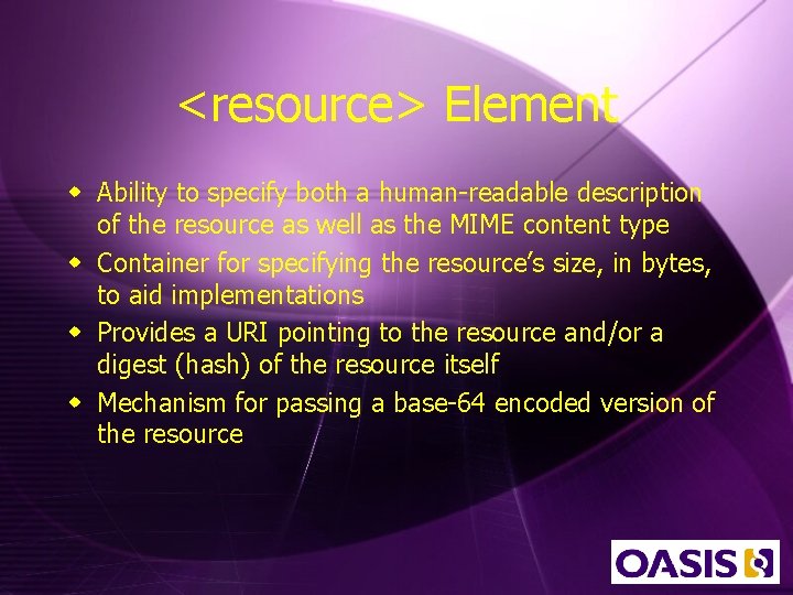 <resource> Element w Ability to specify both a human-readable description of the resource as