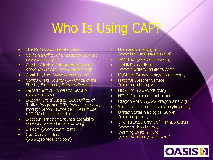 Who Is Using CAP? w w w w w Blue 292 (www. blue 292.