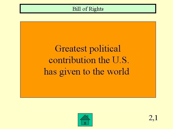 Bill of Rights Greatest political contribution the U. S. has given to the world