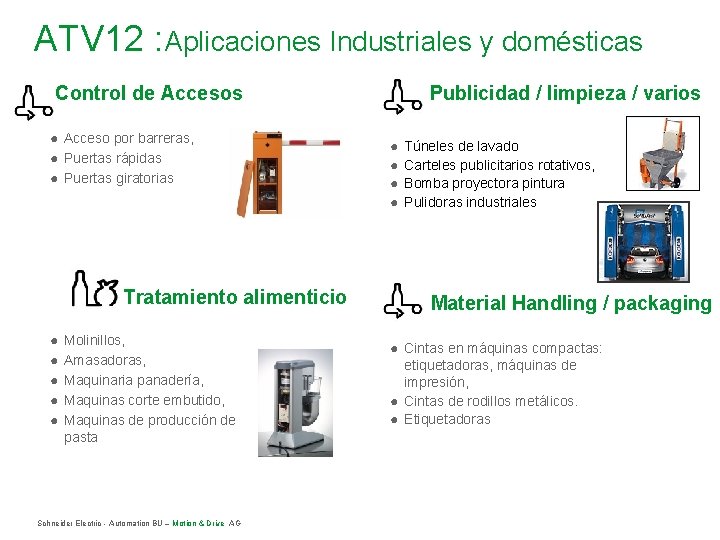 ATV 12 : Aplicaciones Industriales y domésticas Control de Accesos ● Acceso por barreras,