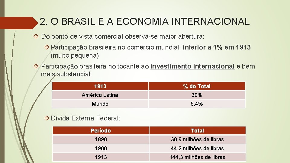 2. O BRASIL E A ECONOMIA INTERNACIONAL Do ponto de vista comercial observa-se maior