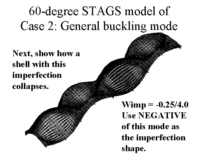 60 -degree STAGS model of Case 2: General buckling mode Next, show a shell