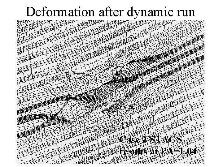 Deformation after dynamic run Case 2 STAGS results at PA=1. 04 