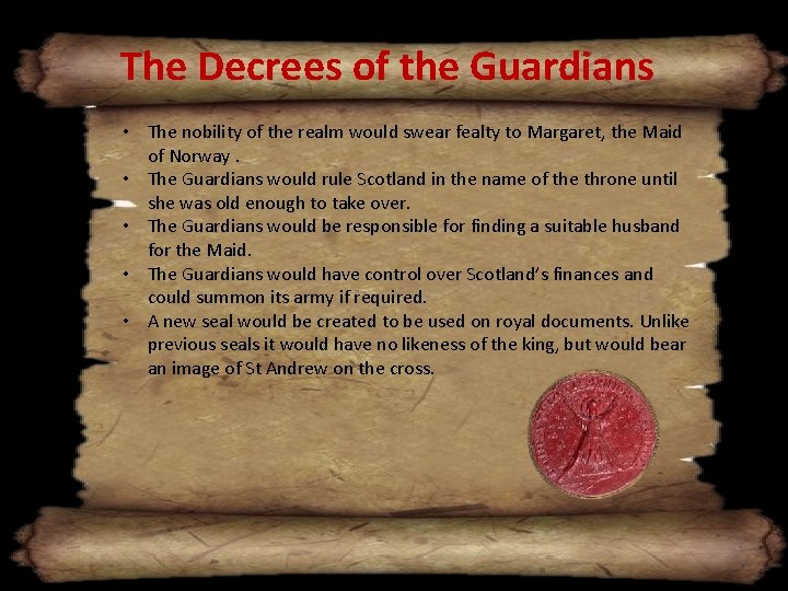 The Decrees of the Guardians • The nobility of the realm would swear fealty