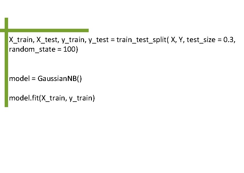 X_train, X_test, y_train, y_test = train_test_split( X, Y, test_size = 0. 3, random_state =
