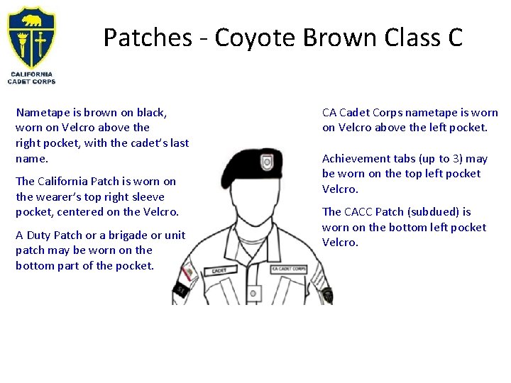 Patches - Coyote Brown Class C Nametape is brown on black, worn on Velcro
