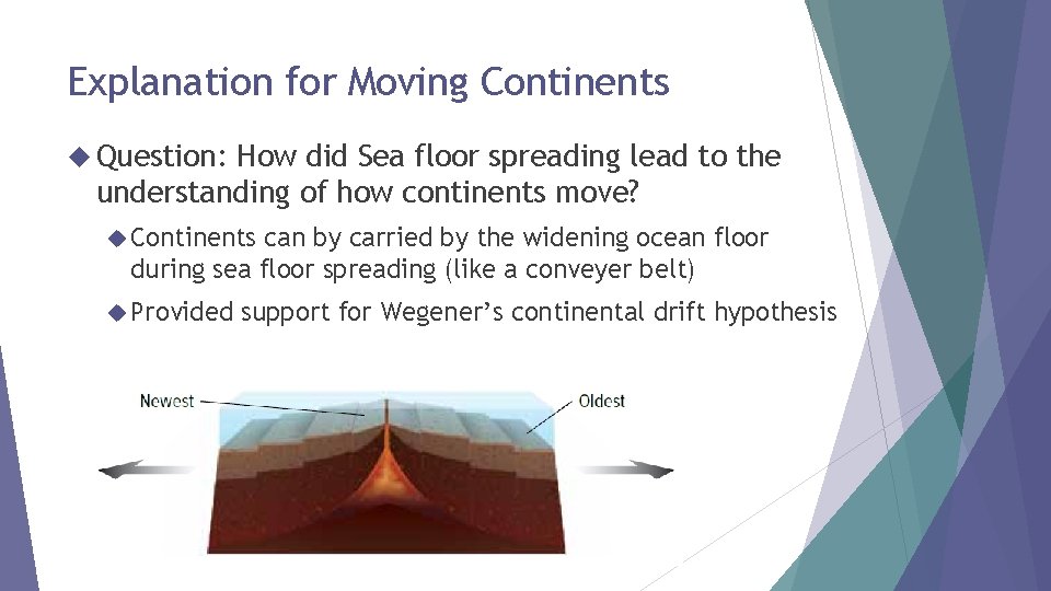 Explanation for Moving Continents Question: How did Sea floor spreading lead to the understanding
