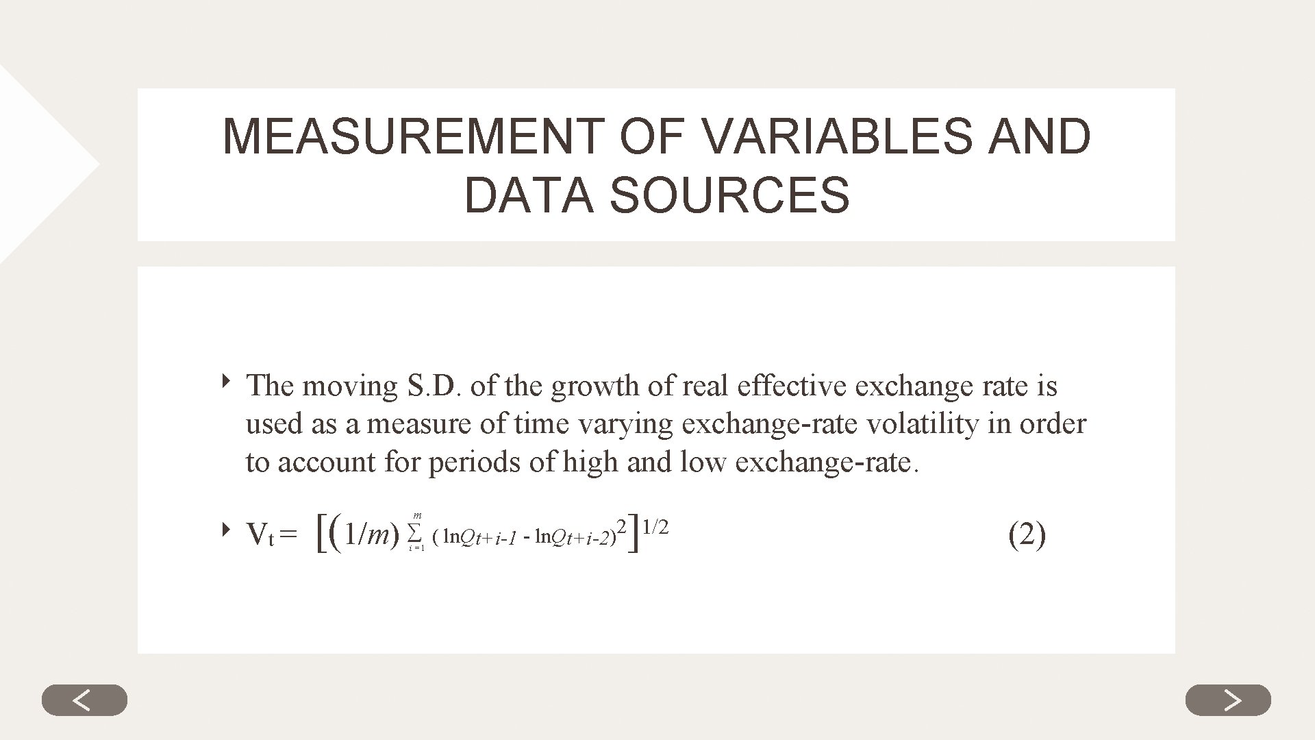 MEASUREMENT OF VARIABLES AND DATA SOURCES ‣ The moving S. D. of the growth