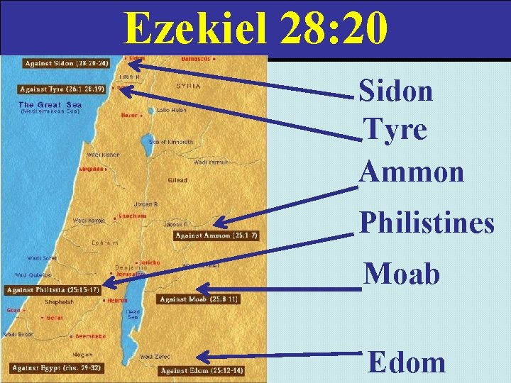 Ezekiel 28: 20 Sidon Tyre Ammon Philistines Moab Edom 