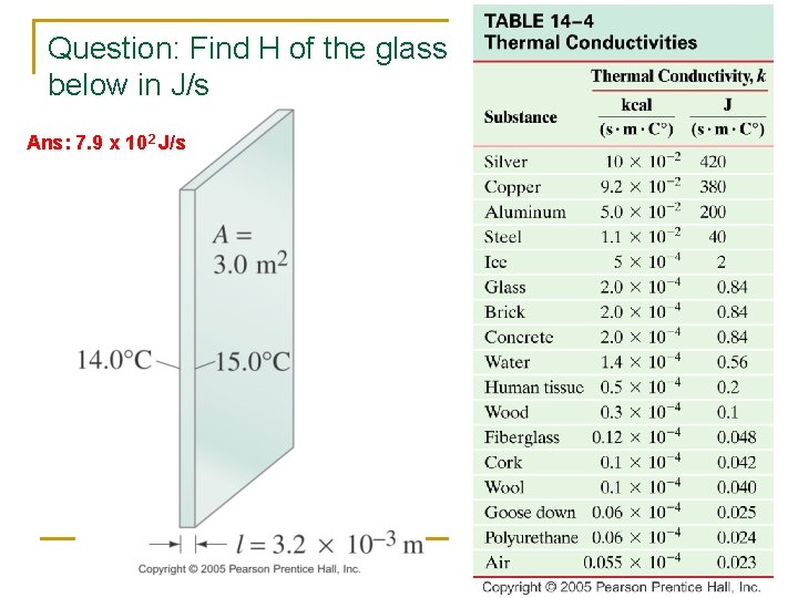 Question: Find H of the glass below in J/s Ans: 7. 9 x 102