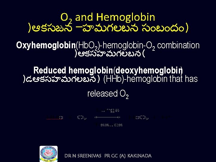 O 2 and Hemoglobin )ఆకసజన –హమగలబన స బ ద ) Oxyhemoglobin(Hb. O 2)-hemoglobin-O 2