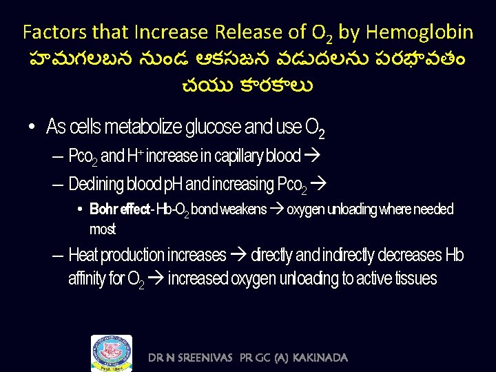 Factors that Increase Release of O 2 by Hemoglobin హమగలబన న డ ఆకసజన వడ