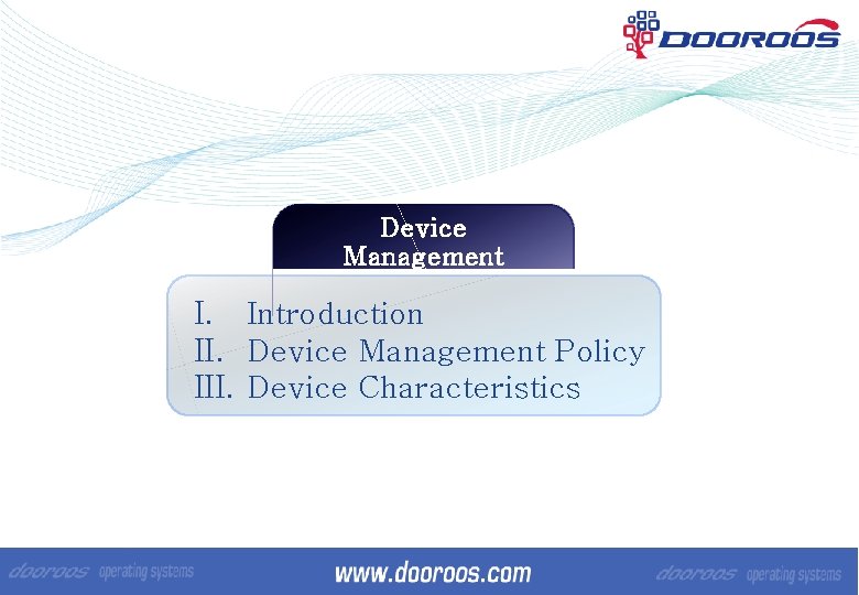 Device Management I. Introduction II. Device Management Policy III. Device Characteristics 