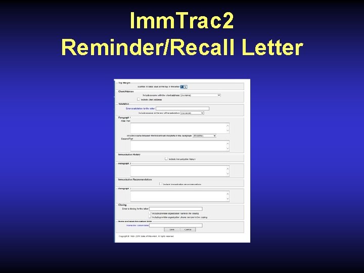 Imm. Trac 2 Reminder/Recall Letter 