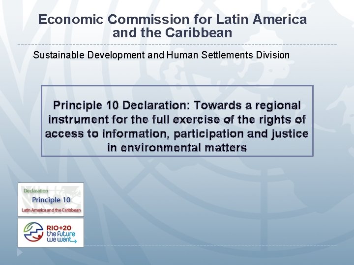 Economic Commission for Latin America and the Caribbean Sustainable Development and Human Settlements Division