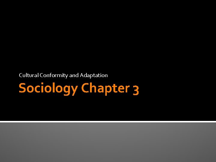 Cultural Conformity and Adaptation Sociology Chapter 3 