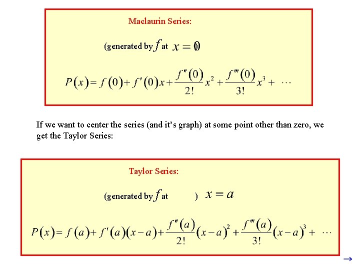 Maclaurin Series: (generated by f at ) If we want to center the series