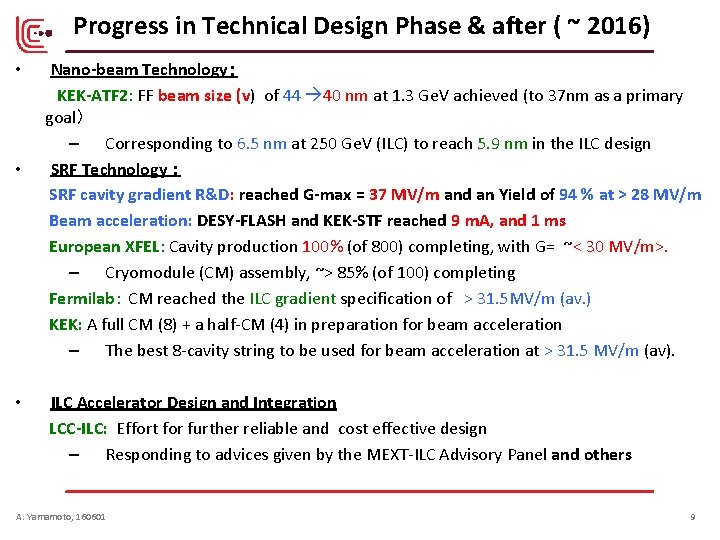Progress in Technical Design Phase & after ( ~ 2016) • • • Nano-beam Progress in Technical Design Phase & after ( ~ 2016) • • • Nano-beam