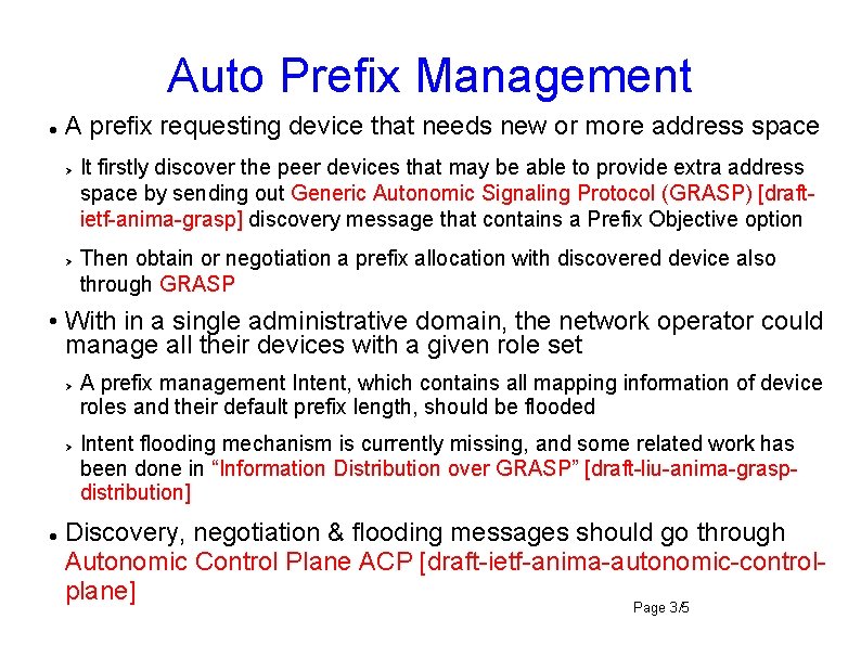 Autonomic Prefix Management in Largescale Networks ANIMA WG