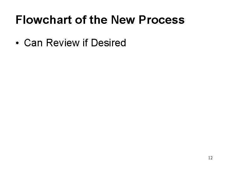 Flowchart of the New Process • Can Review if Desired 12 