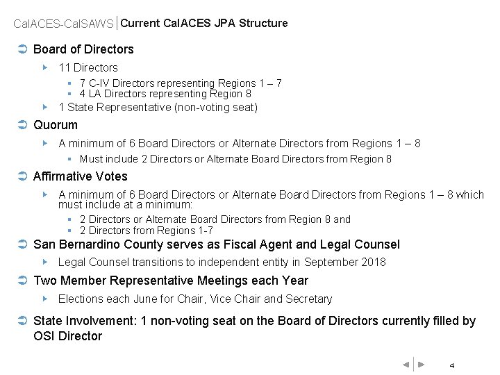 Cal. ACES-Cal. SAWS Current Cal. ACES JPA Structure Ü Board of Directors ▶ 11