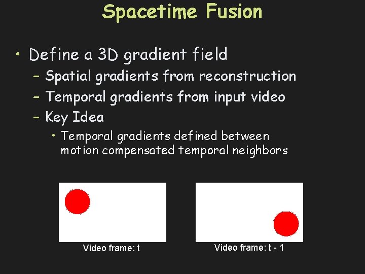 Spacetime Fusion • Define a 3 D gradient field – Spatial gradients from reconstruction