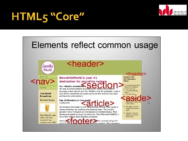 HTML 5 “Core” 