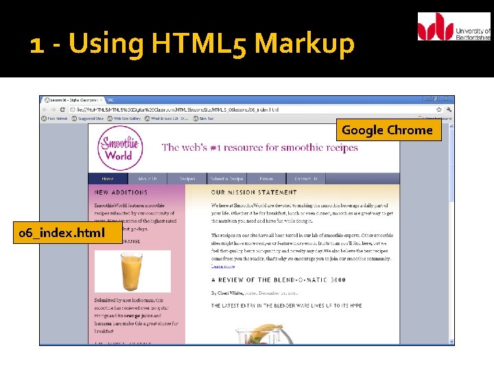 1 - Using HTML 5 Markup Google Chrome 06_index. html 