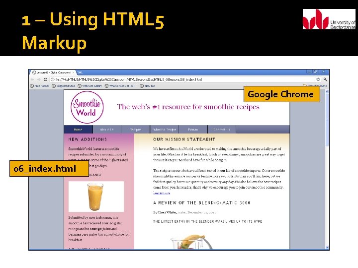 1 – Using HTML 5 Markup Google Chrome 06_index. html 