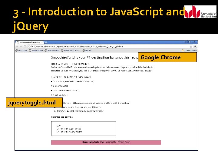 3 - Introduction to Java. Script and j. Query Google Chrome jquerytoggle. html 