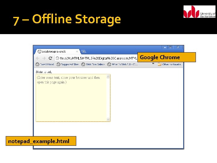 7 – Offline Storage Google Chrome notepad_example. html 