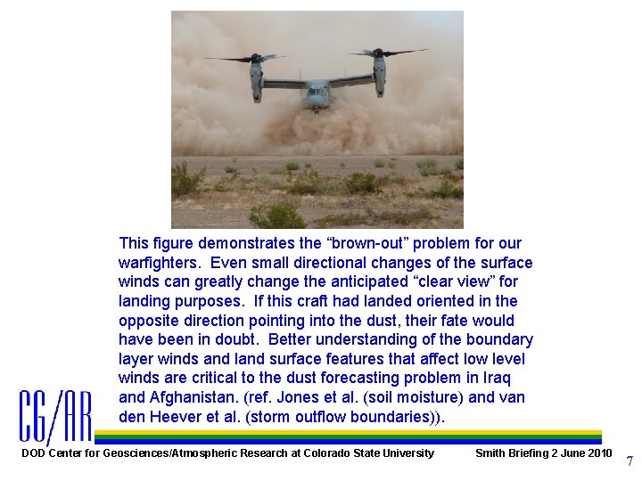 This figure demonstrates the “brown-out” problem for our warfighters. Even small directional changes of